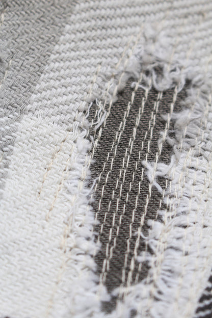 BOWWOW DAMAGED AND STAINED FLANNEL SHIRT-GRAY/WHITE