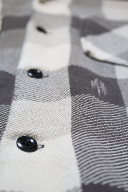 BOWWOW DAMAGED AND STAINED FLANNEL SHIRT-GRAY/WHITE