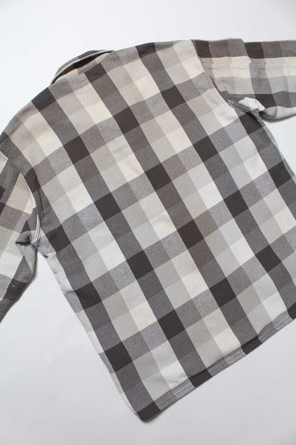 BOWWOW DAMAGED AND STAINED FLANNEL SHIRT-GRAY/WHITE