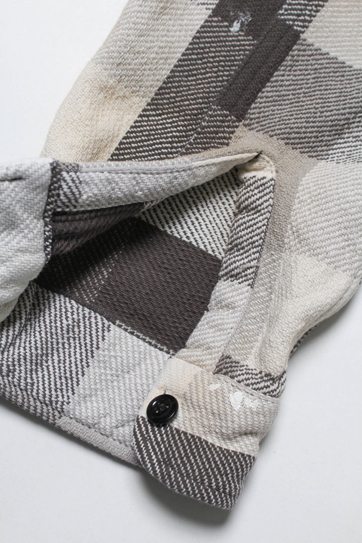BOWWOW DAMAGED AND STAINED FLANNEL SHIRT-GRAY/WHITE