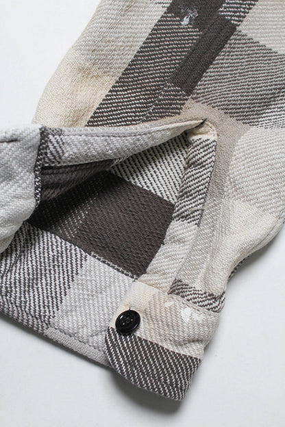 BOWWOW DAMAGED AND STAINED FLANNEL SHIRT-GRAY/WHITE