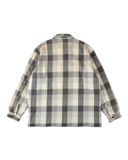 BOWWOW DAMAGED AND STAINED FLANNEL SHIRT-GRAY/WHITE
