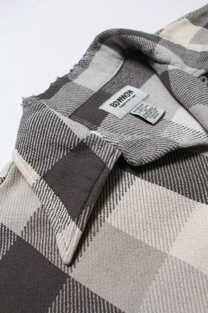 BOWWOW DAMAGED AND STAINED FLANNEL SHIRT-GRAY/WHITE