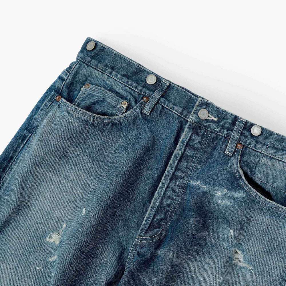 MADNESS DISTRESSED DENIM JEANS (MADE IN JAPAN)-INDIGO