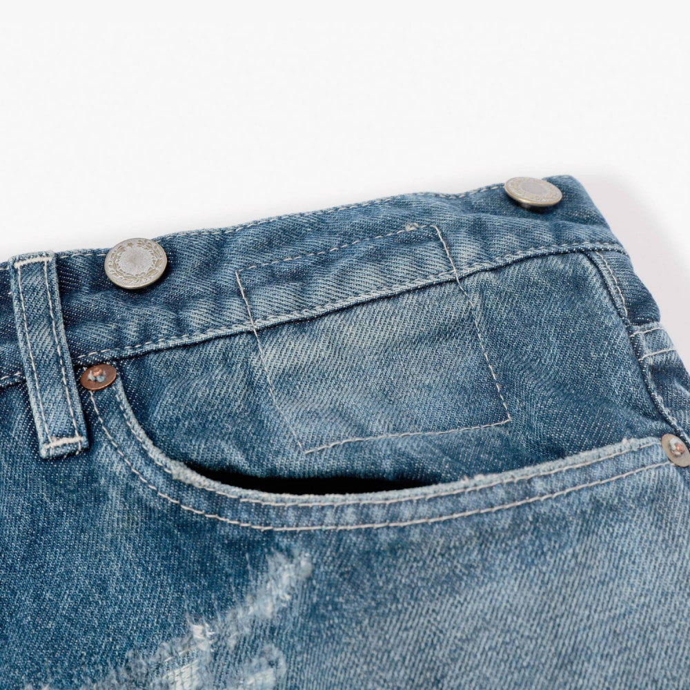 MADNESS DISTRESSED DENIM JEANS (MADE IN JAPAN)-INDIGO