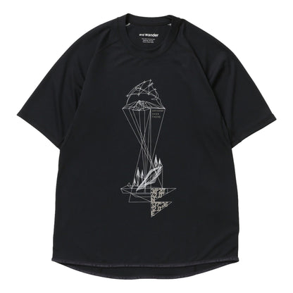 AND WANDER DRY JERSEY SS PRINT TEE-BLACK