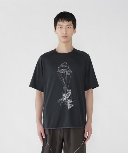 AND WANDER DRY JERSEY SS PRINT TEE-BLACK