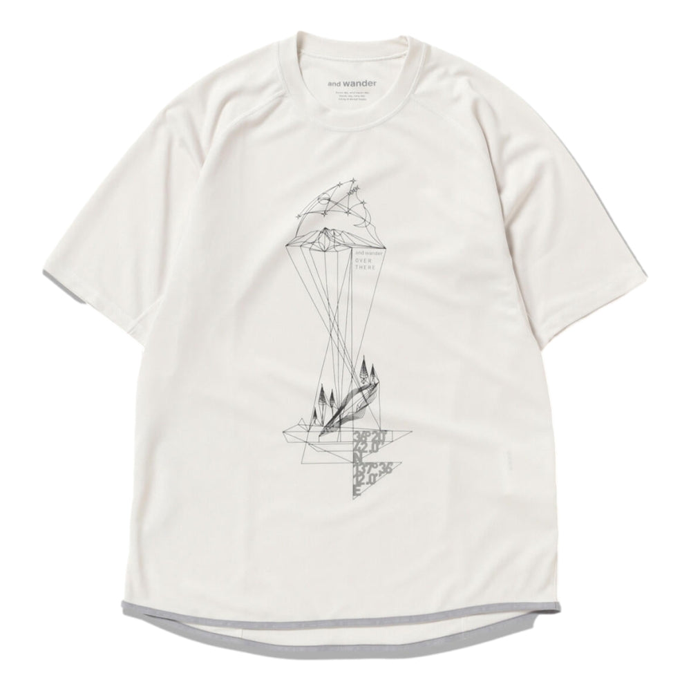 AND WANDER DRY JERSEY SS PRINT TEE-WHITE