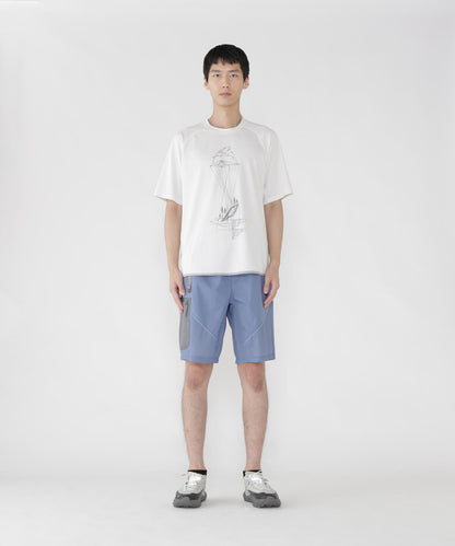 AND WANDER DRY JERSEY SS PRINT TEE-WHITE
