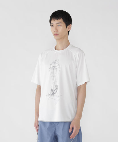 AND WANDER DRY JERSEY SS PRINT TEE-WHITE