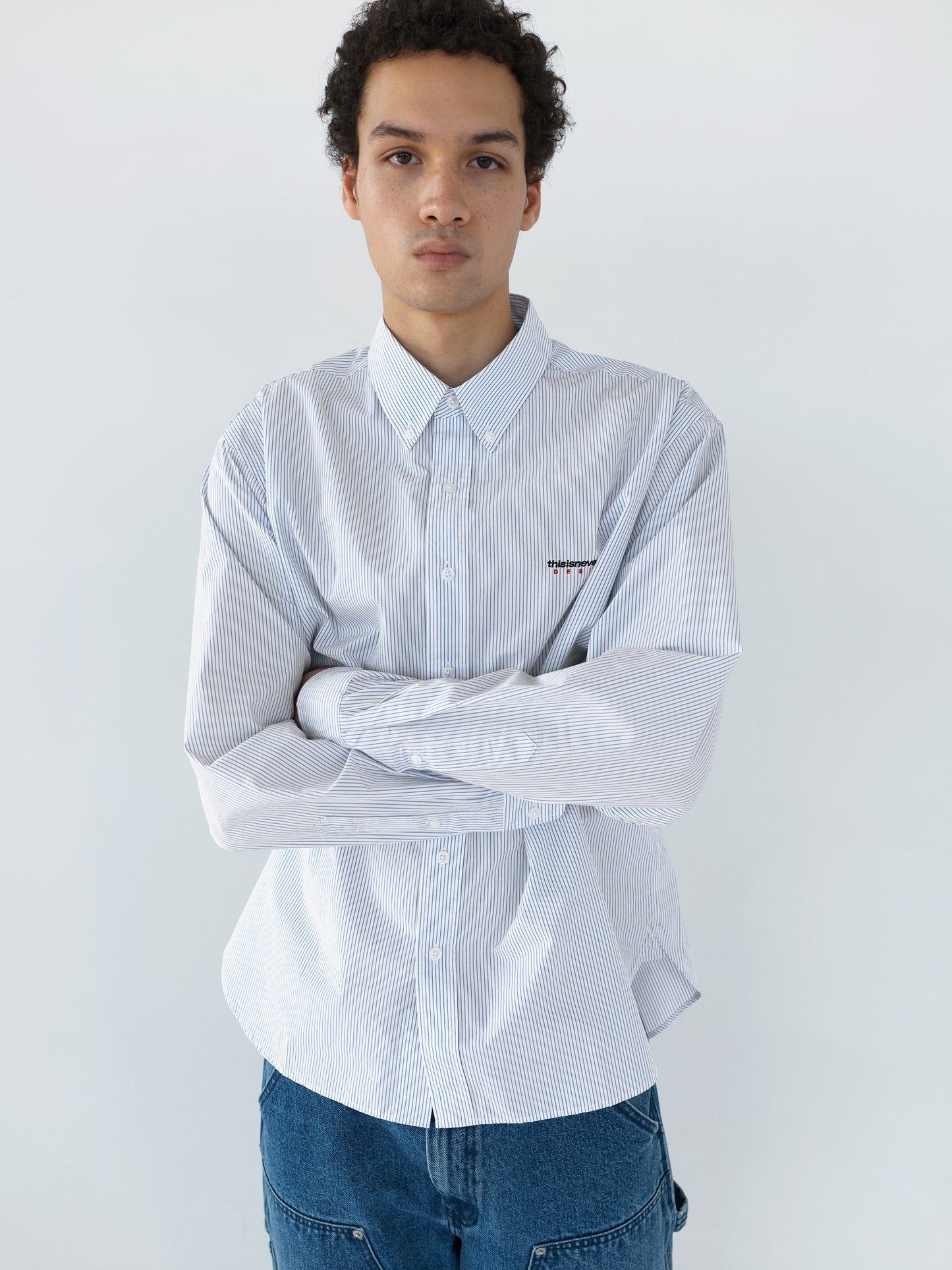 THIS IS NEVER THAT DSN STRIPED SHIRT-WHITE