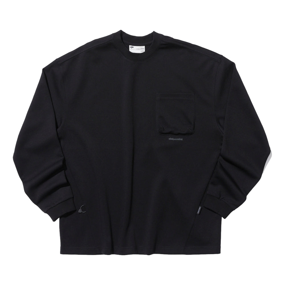 NINE POINT NINE ELEMENT POCKET  L/S TEE-BLACK