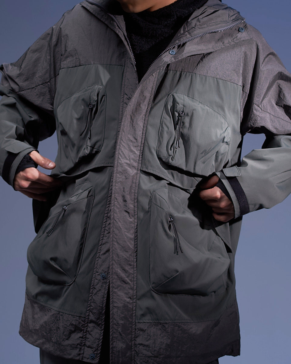 NINE POINT NINE ELEMENT POCKET PARKA JACKET-BLACK