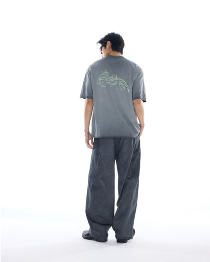 NINE POINT NINE ELEMENT SIDE POCKET ARC PANTS-WASH GREY