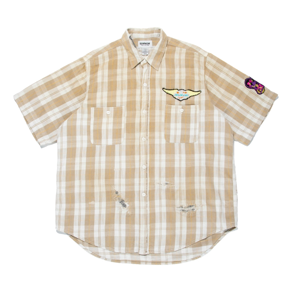 BOWWOW ELIMINATORS S/S FLANNEL SHIRT-BEIGE