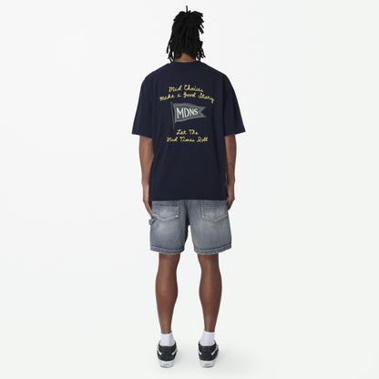 MADNESS EMBROIDERY PRINT TEE-NAVY