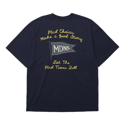 MADNESS EMBROIDERY PRINT TEE-NAVY