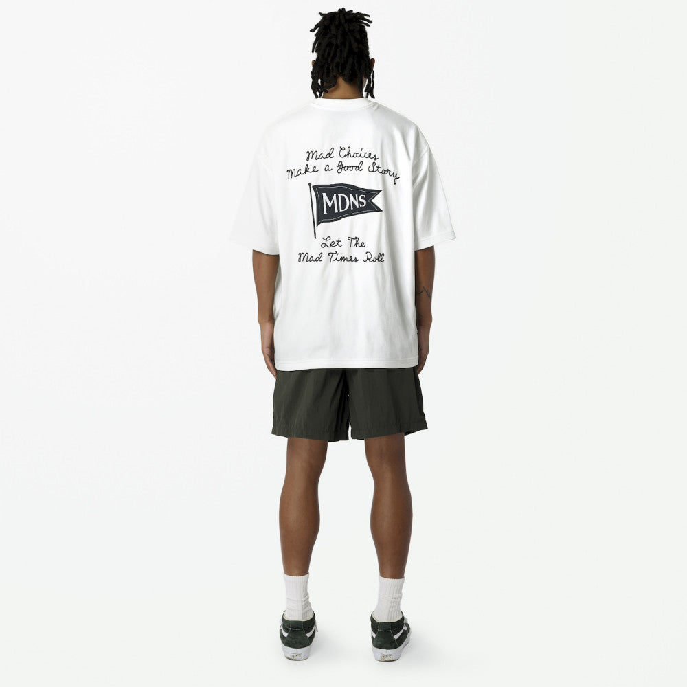 MADNESS EMBROIDERY PRINT TEE-WHITE