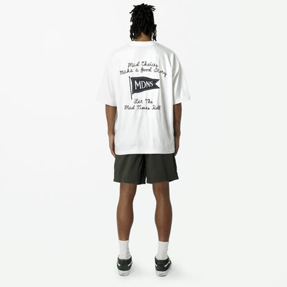 MADNESS EMBROIDERY PRINT TEE-WHITE