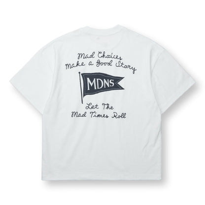 MADNESS EMBROIDERY PRINT TEE-WHITE