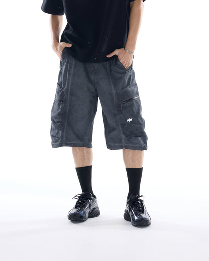 NINE POINT NINE ESCAPE T4 WIDE SHORTS-WASH GREY