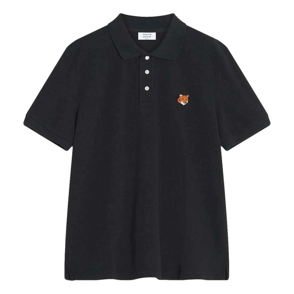MAISON KITSUNE FOX HEAD REGULAR POLO-BLACK