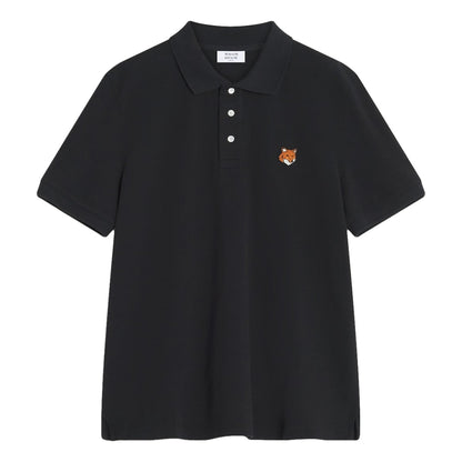 MAISON KITSUNE FOX HEAD REGULAR POLO-BLACK