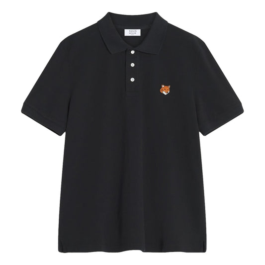 MAISON KITSUNE FOX HEAD REGULAR POLO-BLACK