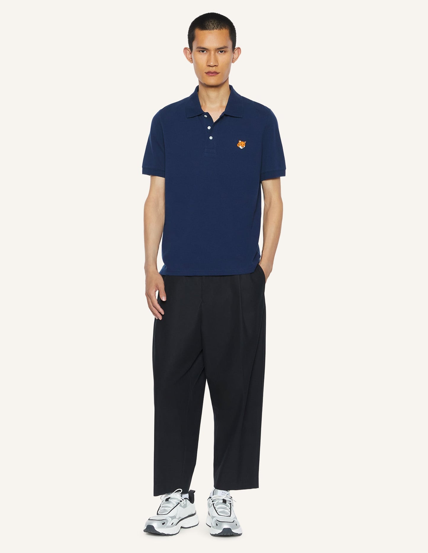 MAISON KITSUNE FOX HEAD REGULAR POLO-CLASSIC NAVY