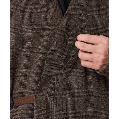 WHITE MOUNTAINEERING GLENCHECK KIMONO SHIRT-BROWN