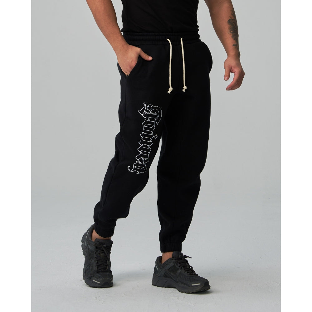 GOTHIC OUTLINE EMBROIDERY OVERSIZED SWEATPANTS