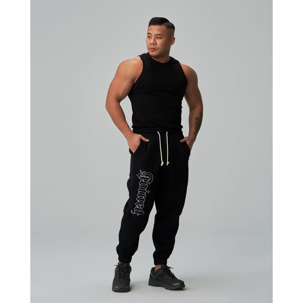GOTHIC OUTLINE EMBROIDERY OVERSIZED SWEATPANTS
