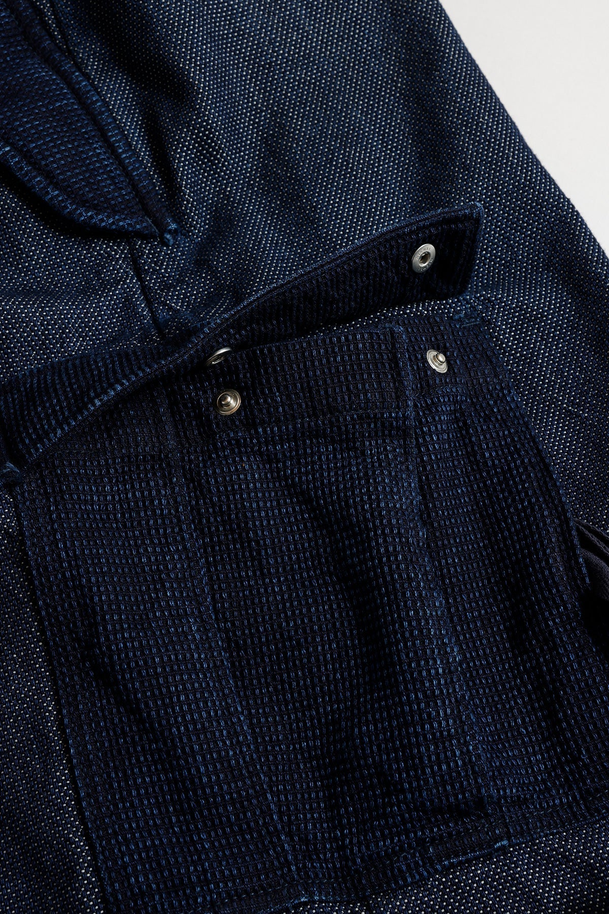 FUNDAMENTAL HAKAMA CARGO PANTS RINSE-INDIGO