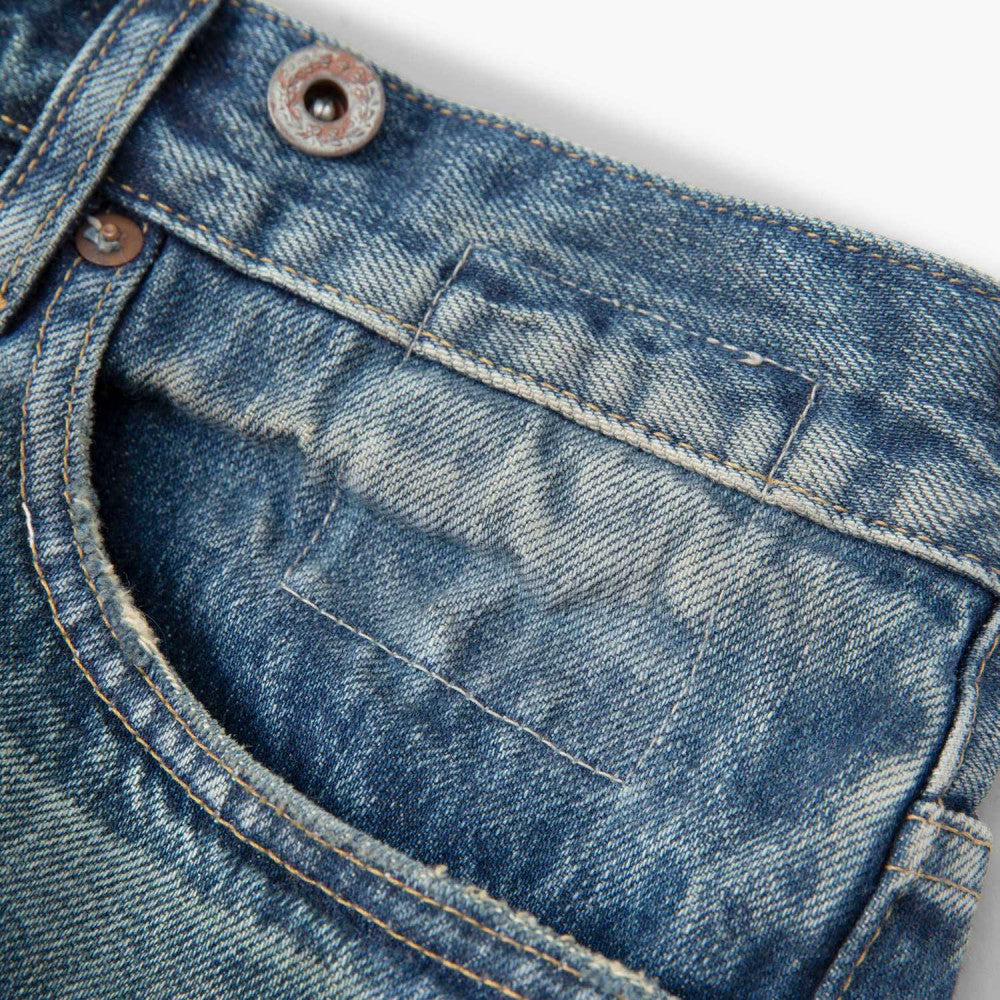 MADNESS HARD AGING DENIM PANTS. RELAXED (MADE IN JAPAN)-INDIGO