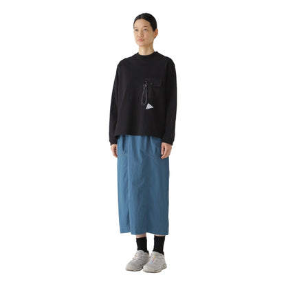 AND WANDER HEAVY COTTON POCKET LS T-BLACK