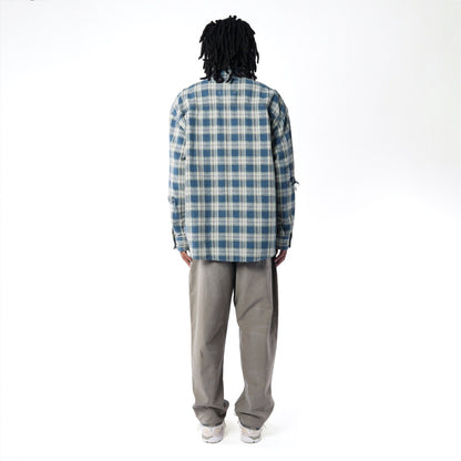 MADNESS HERRINGBONE FLUFFY WORKSHIRT (MADE IN JAPAN)-BLUE