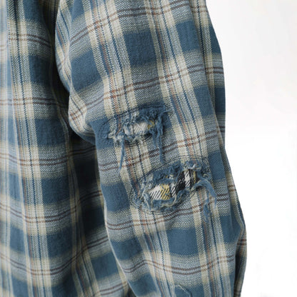 MADNESS HERRINGBONE FLUFFY WORKSHIRT (MADE IN JAPAN)-BLUE