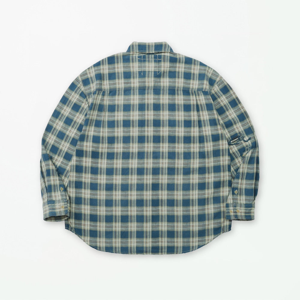 MADNESS HERRINGBONE FLUFFY WORKSHIRT (MADE IN JAPAN)-BLUE