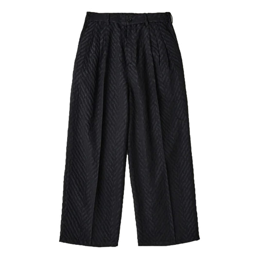 WHITE MOUNTAINEERING HERRINGBONE JACQUARD 3 TUCK WIDE PANTS-BLACK