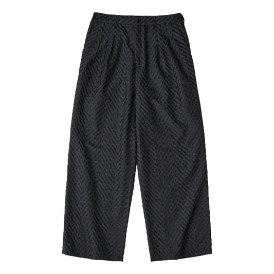 WHITE MOUNTAINEERING HERRINGBONE JACQUARD 3 TUCK WIDE PANTS-CHARCOAL