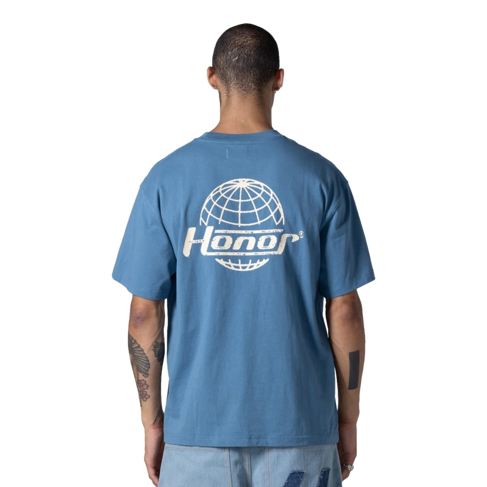 HONOR THE GIFT HONOR GLOBE LOGO TEE-BLUE