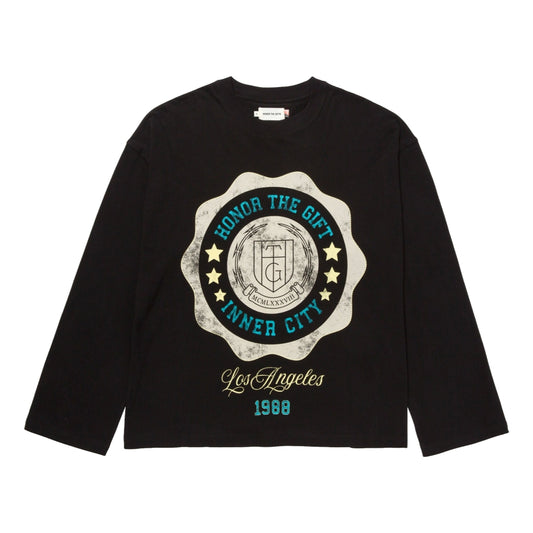 HONOR THE GIFT HTG SEAL LOGO LS TEE-BLACK