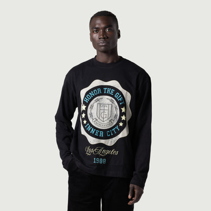 HONOR THE GIFT HTG SEAL LOGO LS TEE-BLACK