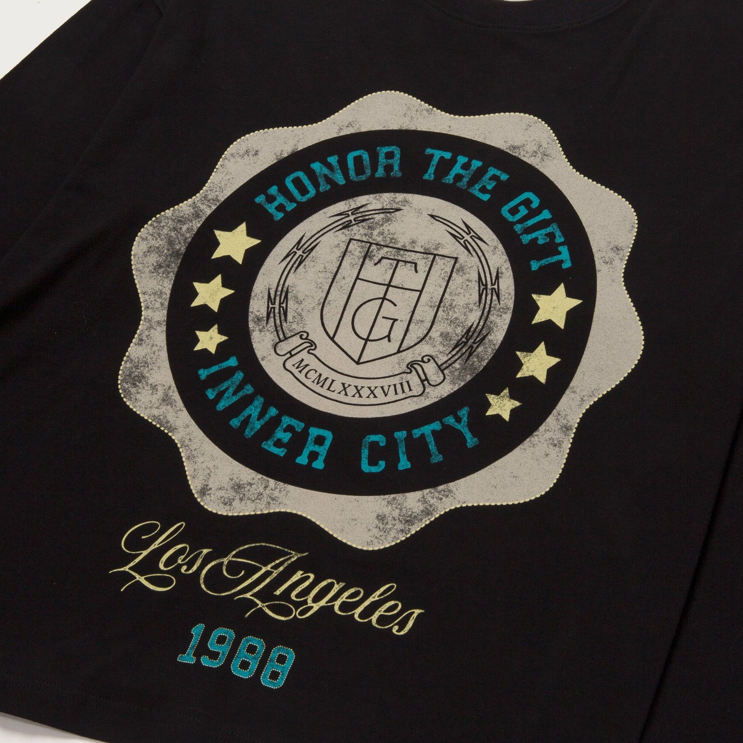 HONOR THE GIFT HTG SEAL LOGO LS TEE-BLACK