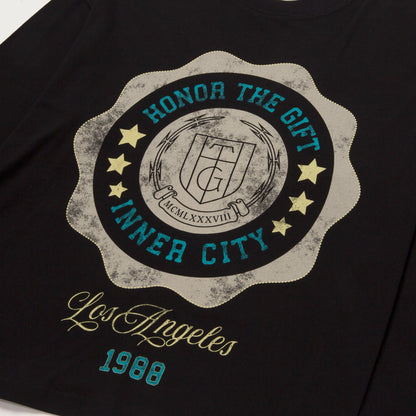HONOR THE GIFT HTG SEAL LOGO LS TEE-BLACK