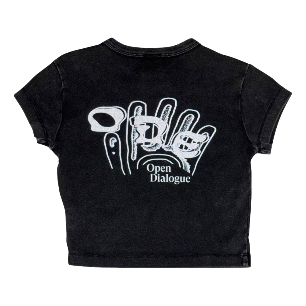 OPEN DIALOGUE WOMEN SLIM T-SHIRT-WASHED BLACK