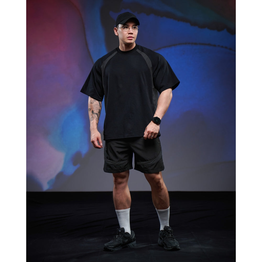 JOINED URBAN MESH PANELED RAGLAN EXTRA-OVERSIZED