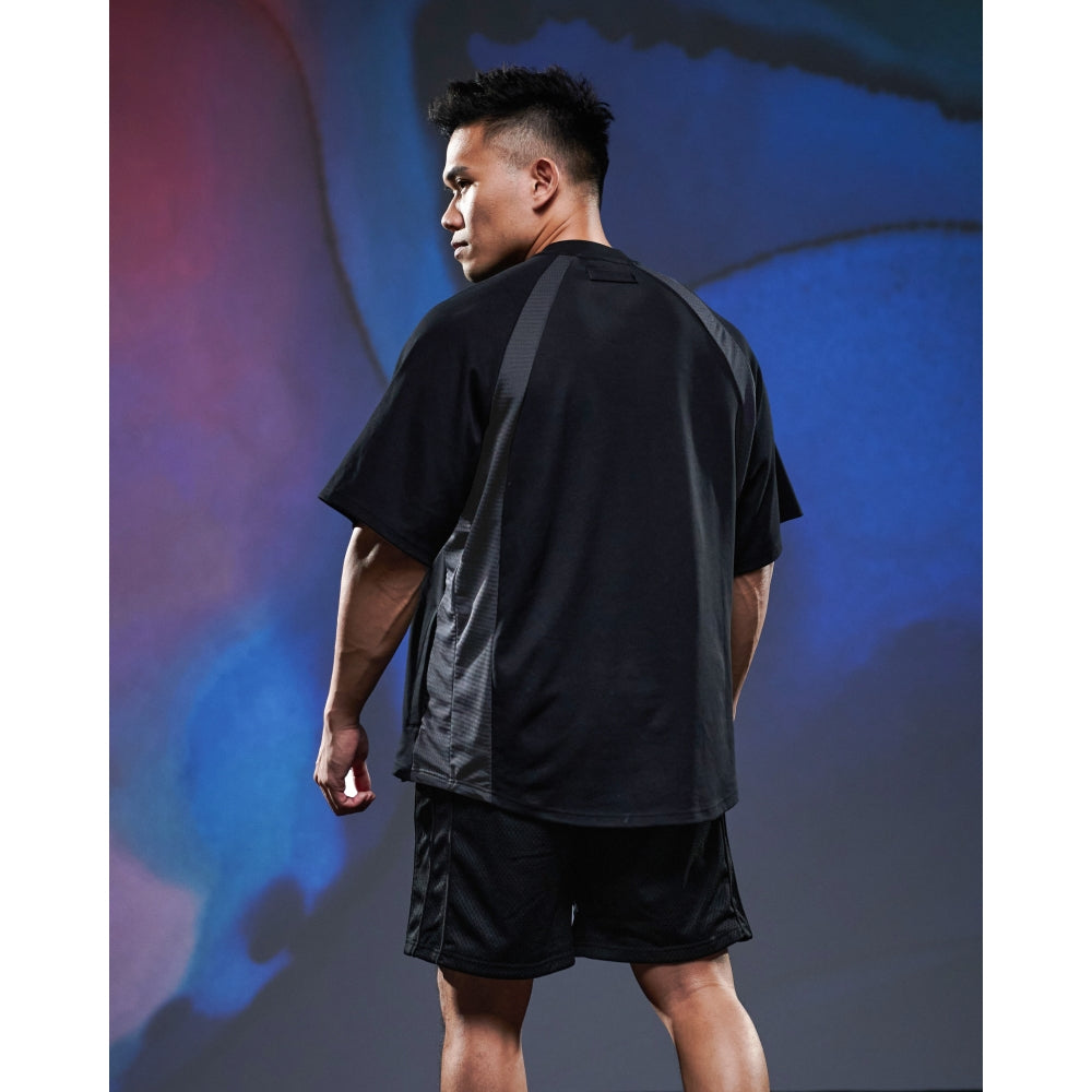 JOINED URBAN MESH PANELED RAGLAN EXTRA-OVERSIZED