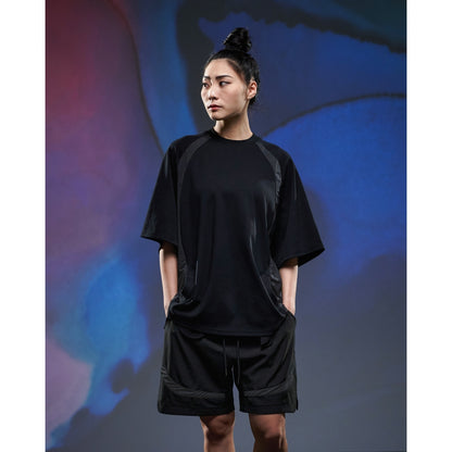 JOINED URBAN MESH PANELED RAGLAN EXTRA-OVERSIZED