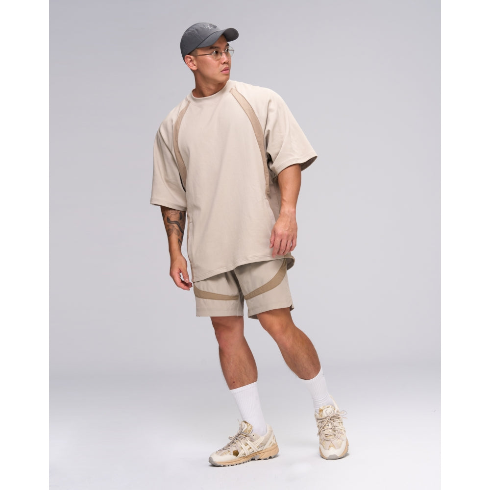 JOINED URBAN MESH PANELED RAGLAN EXTRA-OVERSIZED
